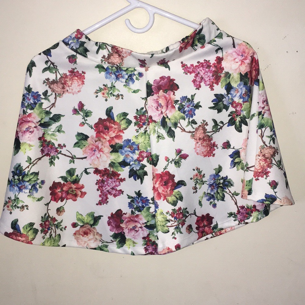 floral silk skater skirt